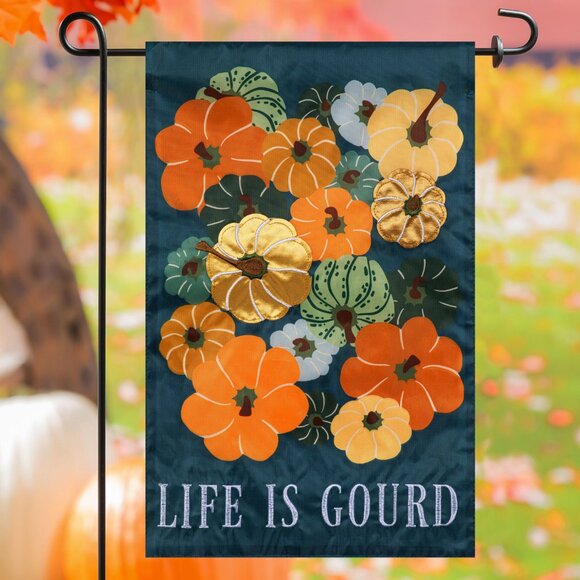Meadow Creek Harvest 11.5" x 18" Life is Gourd Outdoor Yard Flag - Picture 2 of 3